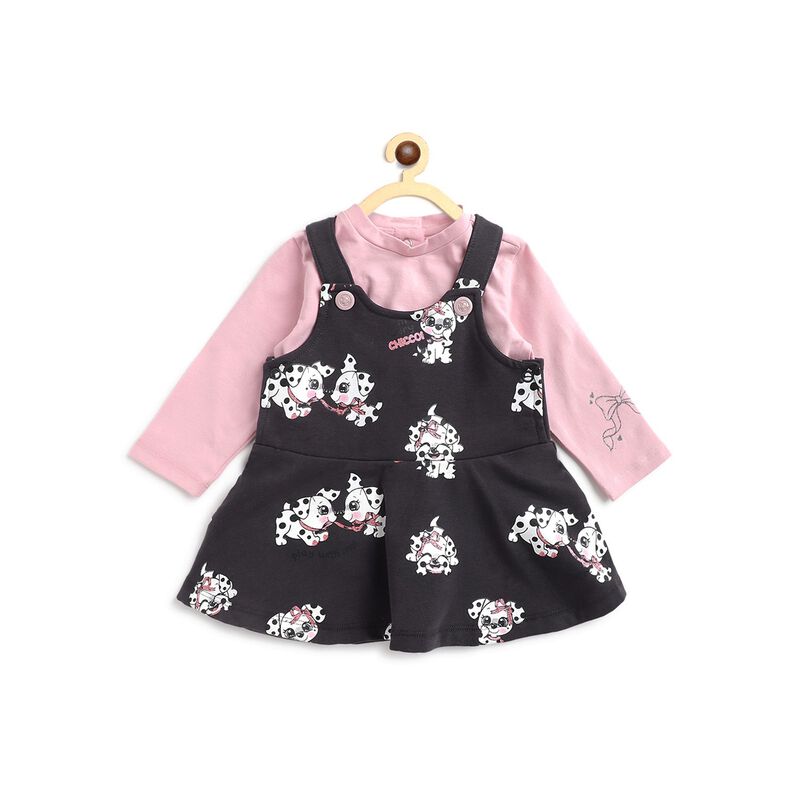 T-Shirt - Dungaree Skirt Set With Print (2Pc) image number 0